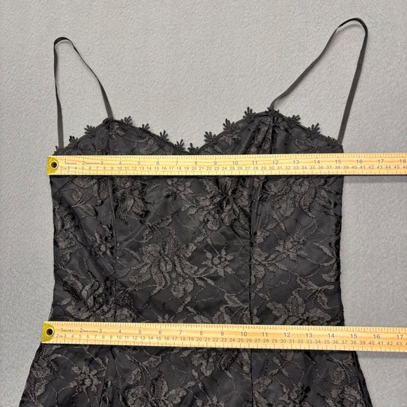 Vintage Y2K Black Floral Lace Asymmetrical Handkerchief Hem Dress Goth Romantic - Picture 7 of 13